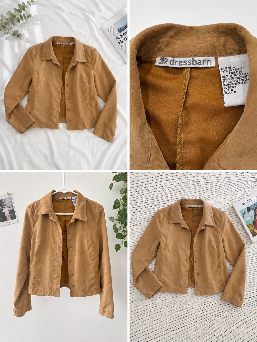 dressbarn Camel Tan Button-Front Jean Jacket